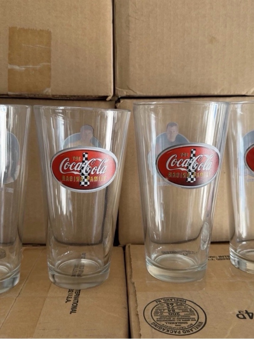 Coca Cola Clear Glasses with Red Racing Team Logo (Set)4